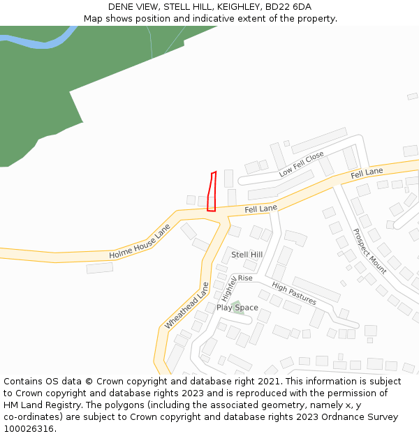 DENE VIEW, STELL HILL, KEIGHLEY, BD22 6DA: Location map and indicative extent of plot