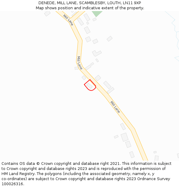DENEDE, MILL LANE, SCAMBLESBY, LOUTH, LN11 9XP: Location map and indicative extent of plot