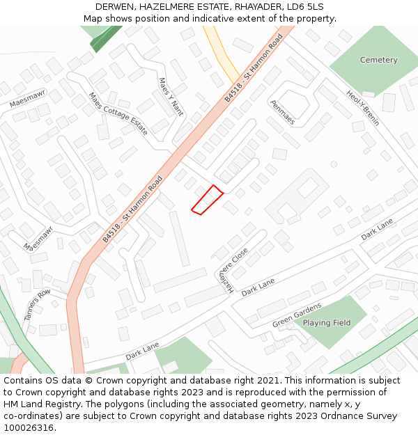 DERWEN, HAZELMERE ESTATE, RHAYADER, LD6 5LS: Location map and indicative extent of plot