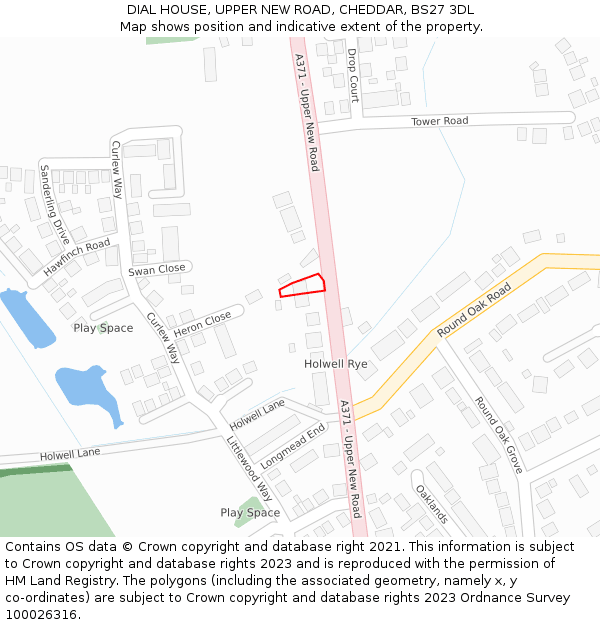 DIAL HOUSE, UPPER NEW ROAD, CHEDDAR, BS27 3DL: Location map and indicative extent of plot