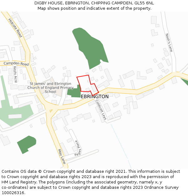 DIGBY HOUSE, EBRINGTON, CHIPPING CAMPDEN, GL55 6NL: Location map and indicative extent of plot