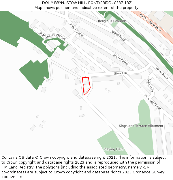 DOL Y BRYN, STOW HILL, PONTYPRIDD, CF37 1RZ: Location map and indicative extent of plot