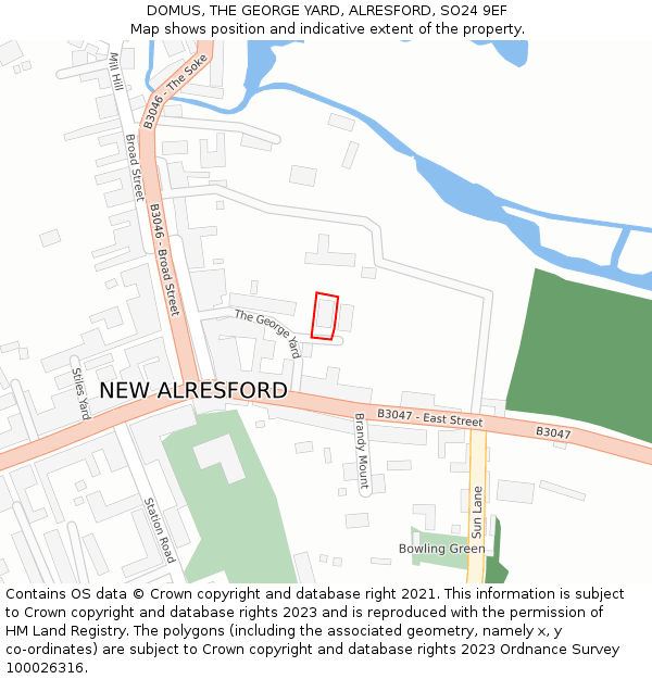 DOMUS, THE GEORGE YARD, ALRESFORD, SO24 9EF: Location map and indicative extent of plot