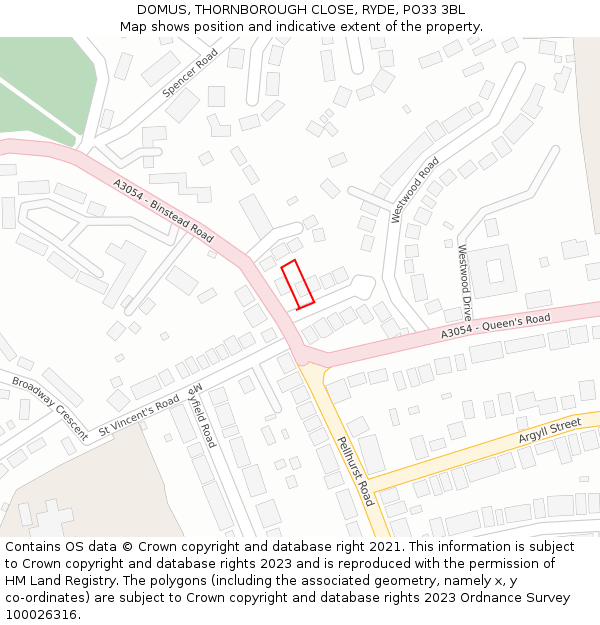 DOMUS, THORNBOROUGH CLOSE, RYDE, PO33 3BL: Location map and indicative extent of plot