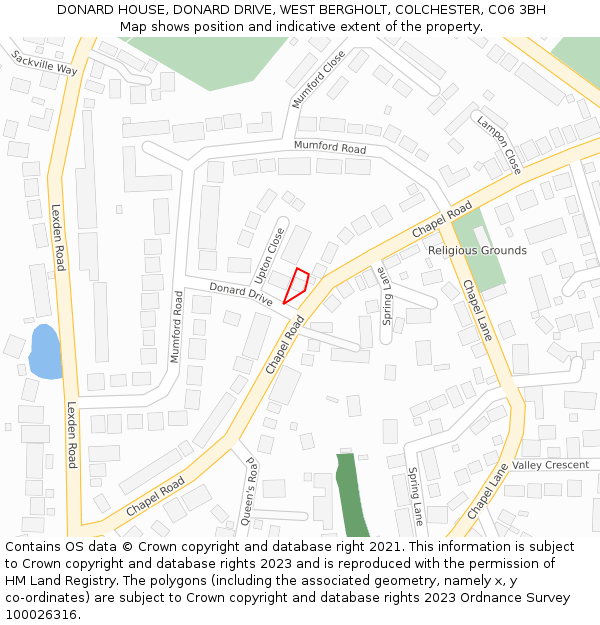 DONARD HOUSE, DONARD DRIVE, WEST BERGHOLT, COLCHESTER, CO6 3BH: Location map and indicative extent of plot