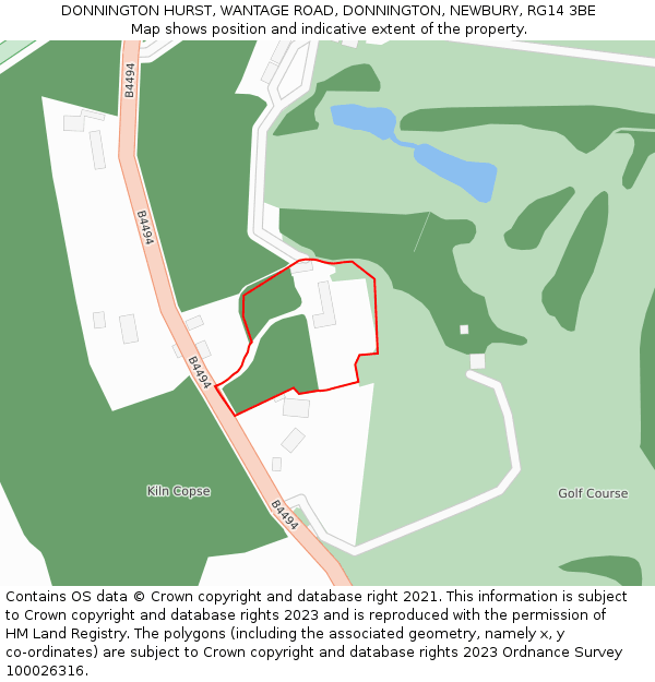 DONNINGTON HURST, WANTAGE ROAD, DONNINGTON, NEWBURY, RG14 3BE: Location map and indicative extent of plot