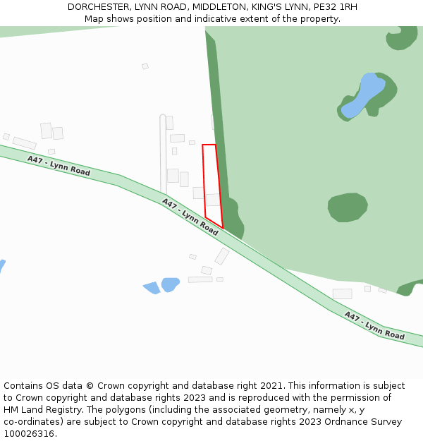 DORCHESTER, LYNN ROAD, MIDDLETON, KING'S LYNN, PE32 1RH: Location map and indicative extent of plot