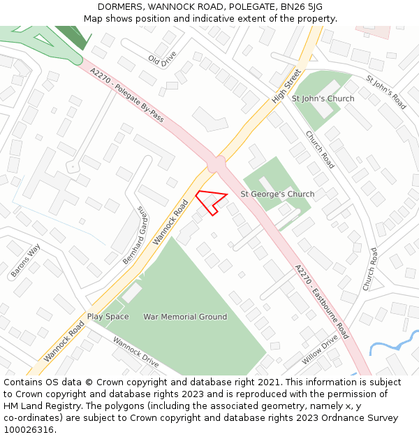 DORMERS, WANNOCK ROAD, POLEGATE, BN26 5JG: Location map and indicative extent of plot