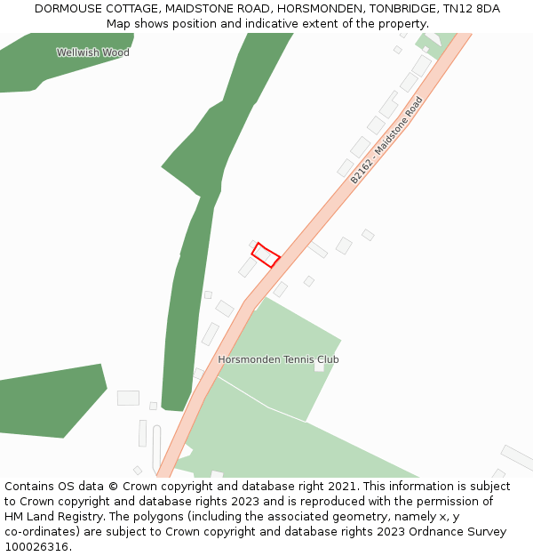 DORMOUSE COTTAGE, MAIDSTONE ROAD, HORSMONDEN, TONBRIDGE, TN12 8DA: Location map and indicative extent of plot