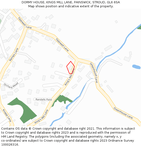 DORMY HOUSE, KINGS MILL LANE, PAINSWICK, STROUD, GL6 6SA: Location map and indicative extent of plot