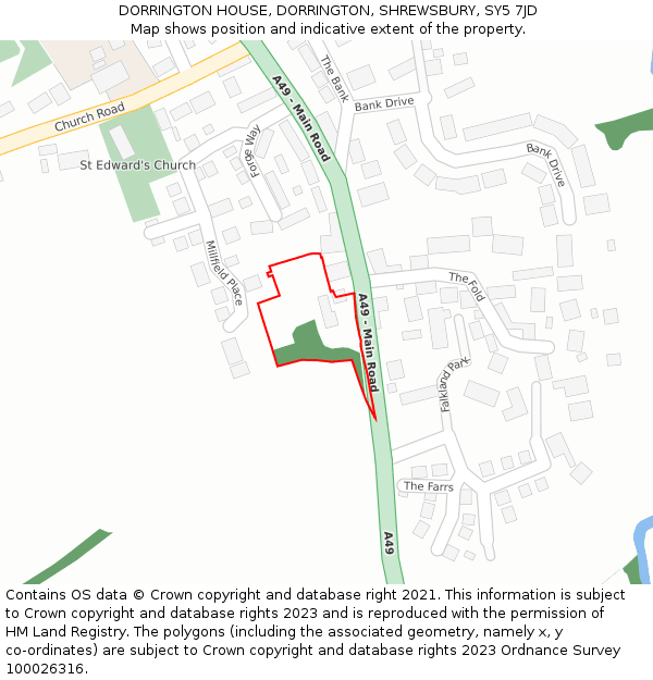 DORRINGTON HOUSE, DORRINGTON, SHREWSBURY, SY5 7JD: Location map and indicative extent of plot