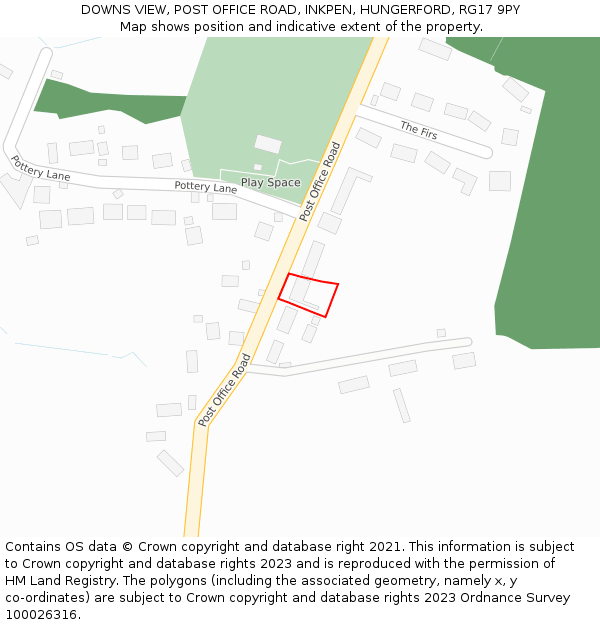 DOWNS VIEW, POST OFFICE ROAD, INKPEN, HUNGERFORD, RG17 9PY: Location map and indicative extent of plot