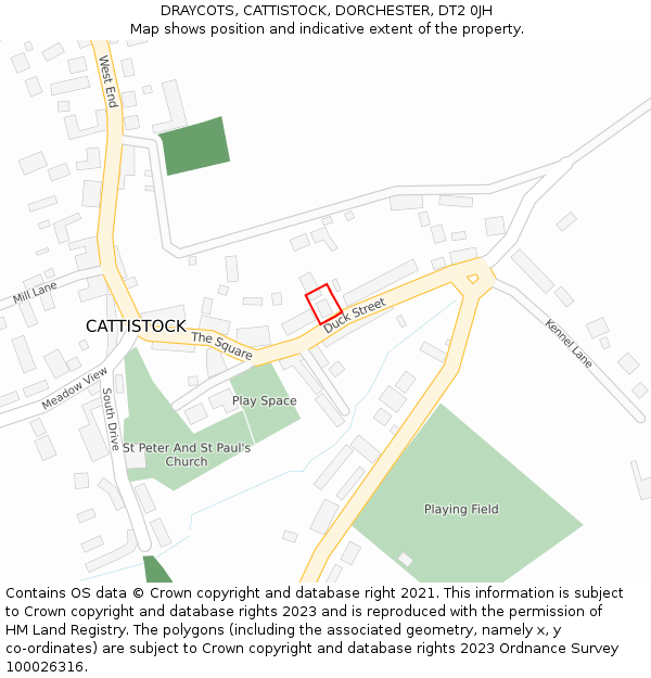 DRAYCOTS, CATTISTOCK, DORCHESTER, DT2 0JH: Location map and indicative extent of plot