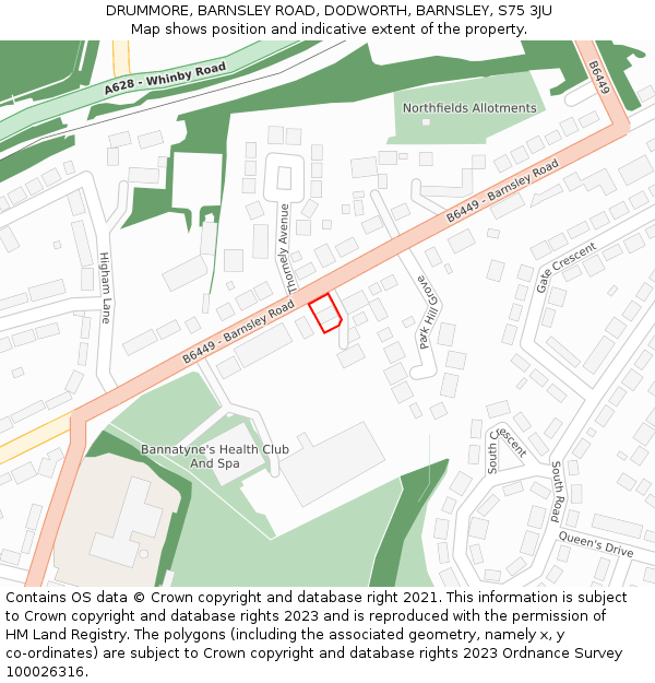 DRUMMORE, BARNSLEY ROAD, DODWORTH, BARNSLEY, S75 3JU: Location map and indicative extent of plot