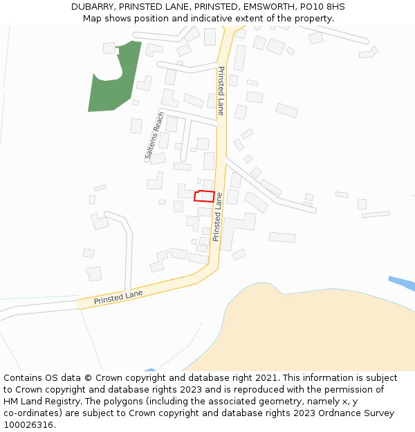 DUBARRY, PRINSTED LANE, PRINSTED, EMSWORTH, PO10 8HS: Location map and indicative extent of plot