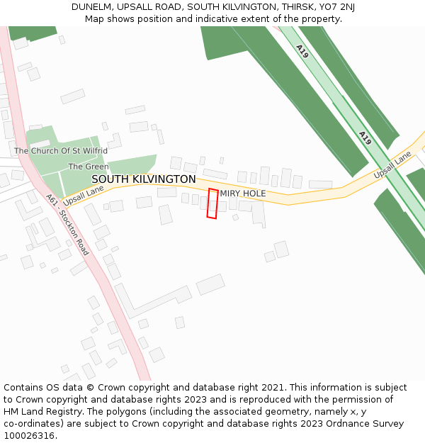 DUNELM, UPSALL ROAD, SOUTH KILVINGTON, THIRSK, YO7 2NJ: Location map and indicative extent of plot