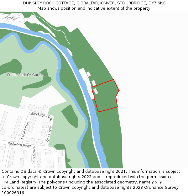 DUNSLEY ROCK COTTAGE, GIBRALTAR, KINVER, STOURBRIDGE, DY7 6NE: Location map and indicative extent of plot