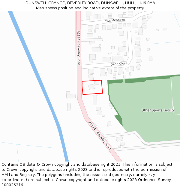 DUNSWELL GRANGE, BEVERLEY ROAD, DUNSWELL, HULL, HU6 0AA: Location map and indicative extent of plot