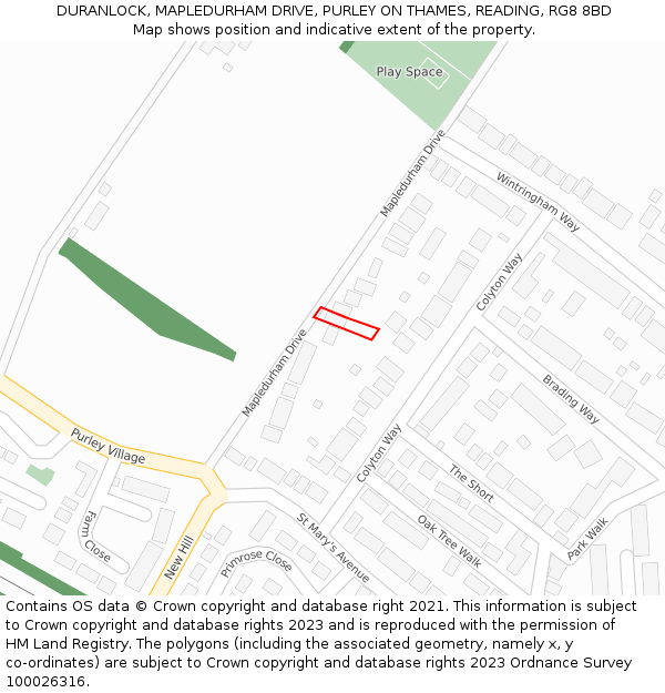DURANLOCK, MAPLEDURHAM DRIVE, PURLEY ON THAMES, READING, RG8 8BD: Location map and indicative extent of plot