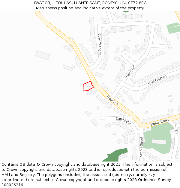 DWYFOR, HEOL LAS, LLANTRISANT, PONTYCLUN, CF72 8EG: Location map and indicative extent of plot