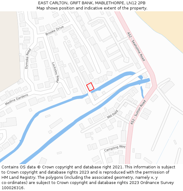 EAST CARLTON, GRIFT BANK, MABLETHORPE, LN12 2PB: Location map and indicative extent of plot