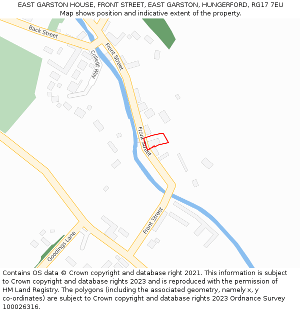 EAST GARSTON HOUSE, FRONT STREET, EAST GARSTON, HUNGERFORD, RG17 7EU: Location map and indicative extent of plot