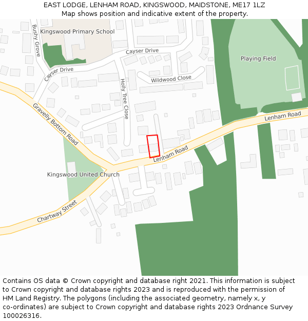 EAST LODGE, LENHAM ROAD, KINGSWOOD, MAIDSTONE, ME17 1LZ: Location map and indicative extent of plot