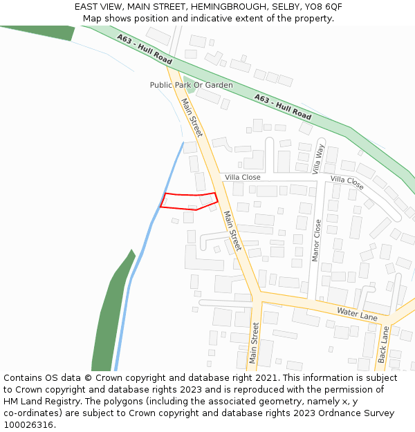 EAST VIEW, MAIN STREET, HEMINGBROUGH, SELBY, YO8 6QF: Location map and indicative extent of plot