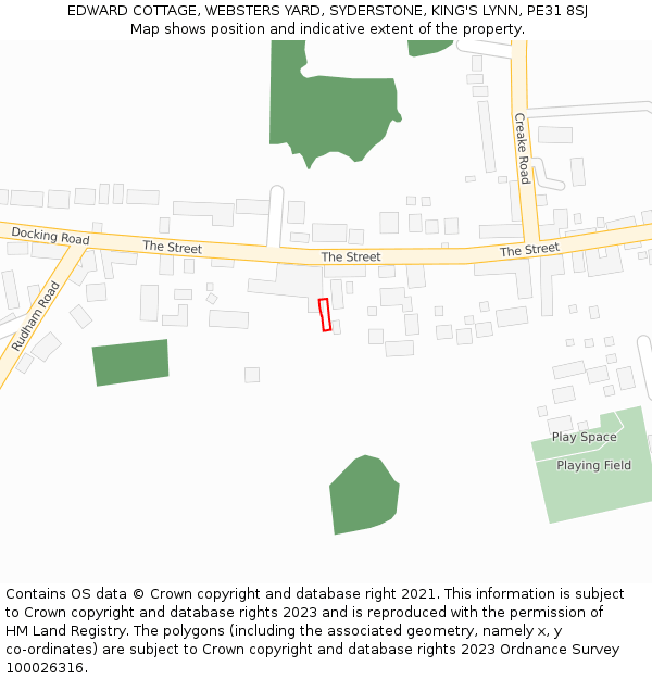 EDWARD COTTAGE, WEBSTERS YARD, SYDERSTONE, KING'S LYNN, PE31 8SJ: Location map and indicative extent of plot