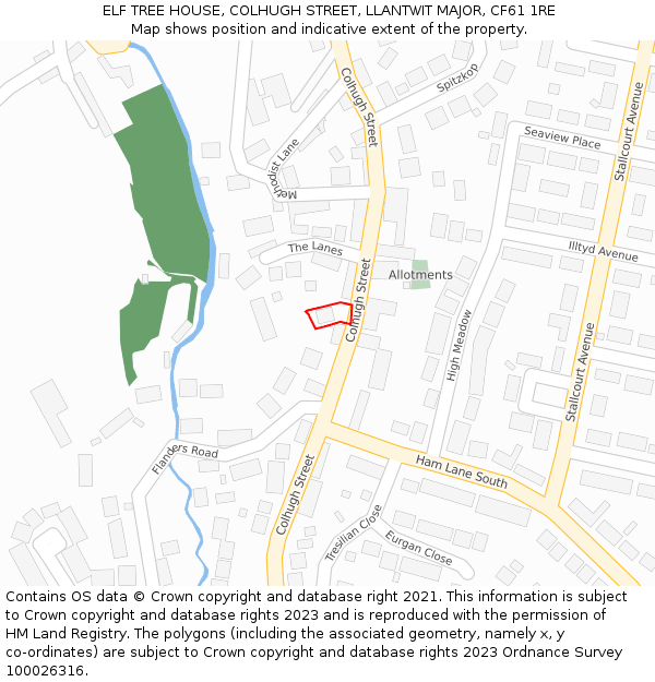 ELF TREE HOUSE, COLHUGH STREET, LLANTWIT MAJOR, CF61 1RE: Location map and indicative extent of plot