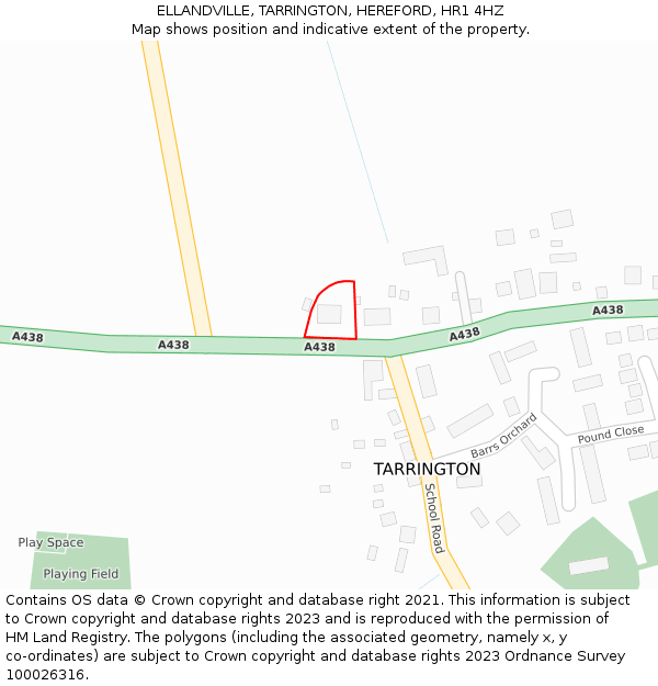 ELLANDVILLE, TARRINGTON, HEREFORD, HR1 4HZ: Location map and indicative extent of plot