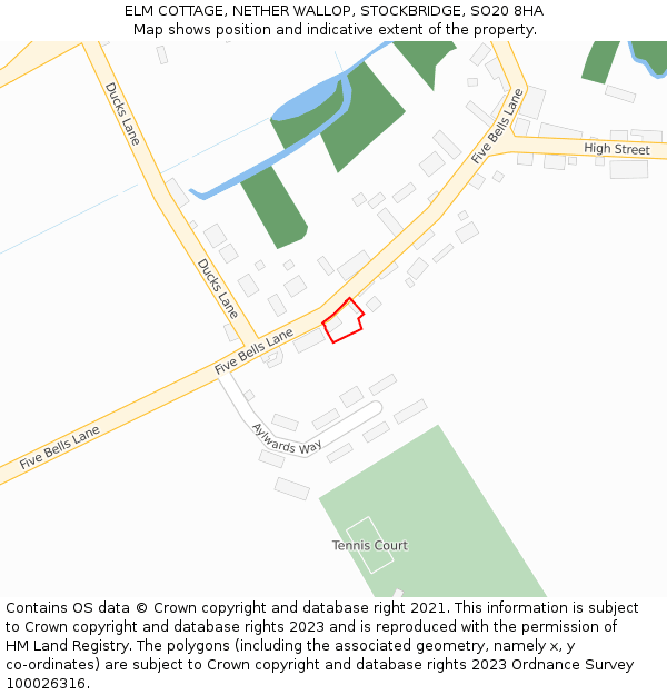 ELM COTTAGE, NETHER WALLOP, STOCKBRIDGE, SO20 8HA: Location map and indicative extent of plot