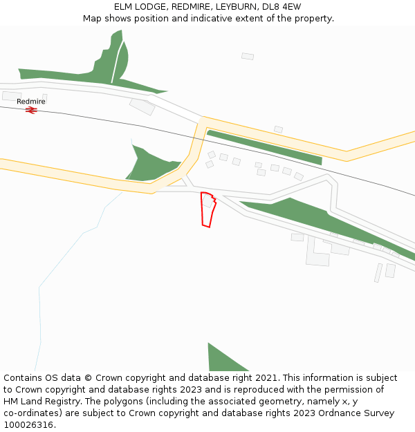 ELM LODGE, REDMIRE, LEYBURN, DL8 4EW: Location map and indicative extent of plot