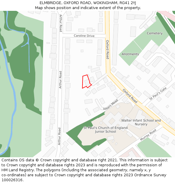 ELMBRIDGE, OXFORD ROAD, WOKINGHAM, RG41 2YJ: Location map and indicative extent of plot