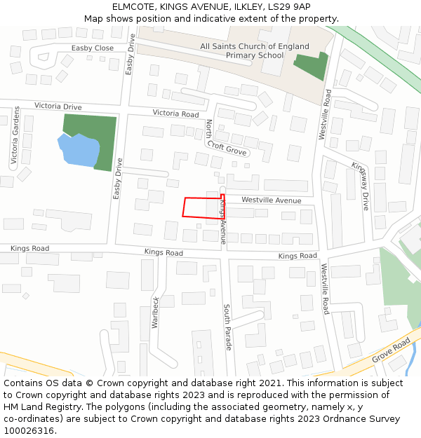 ELMCOTE, KINGS AVENUE, ILKLEY, LS29 9AP: Location map and indicative extent of plot