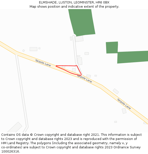 ELMSHADE, LUSTON, LEOMINSTER, HR6 0BX: Location map and indicative extent of plot