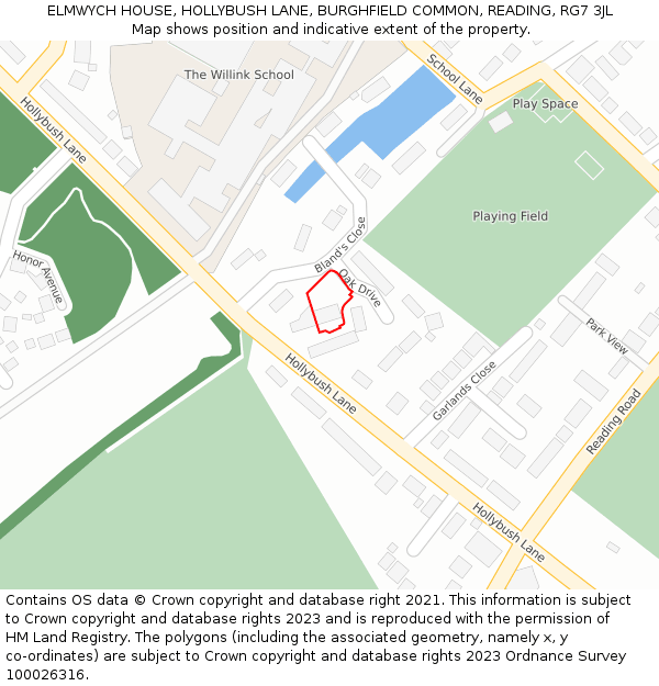 ELMWYCH HOUSE, HOLLYBUSH LANE, BURGHFIELD COMMON, READING, RG7 3JL: Location map and indicative extent of plot