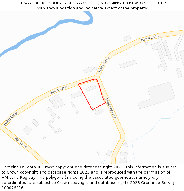 ELSAMERE, MUSBURY LANE, MARNHULL, STURMINSTER NEWTON, DT10 1JP: Location map and indicative extent of plot