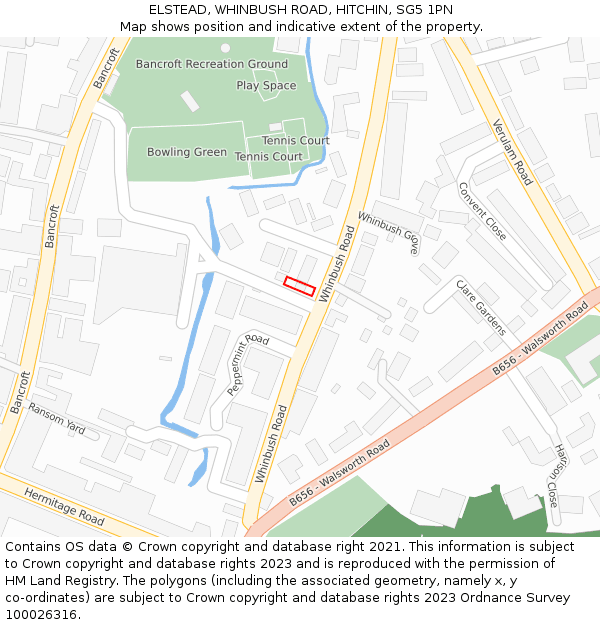 ELSTEAD, WHINBUSH ROAD, HITCHIN, SG5 1PN: Location map and indicative extent of plot