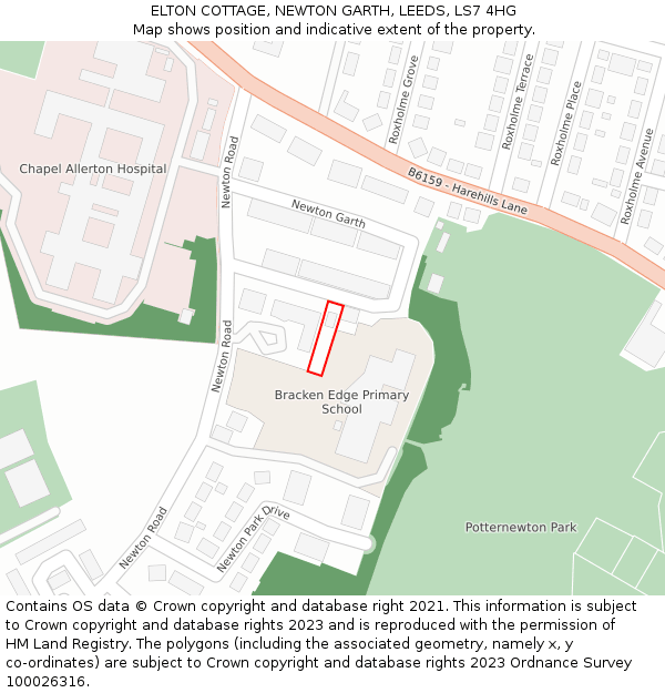ELTON COTTAGE, NEWTON GARTH, LEEDS, LS7 4HG: Location map and indicative extent of plot