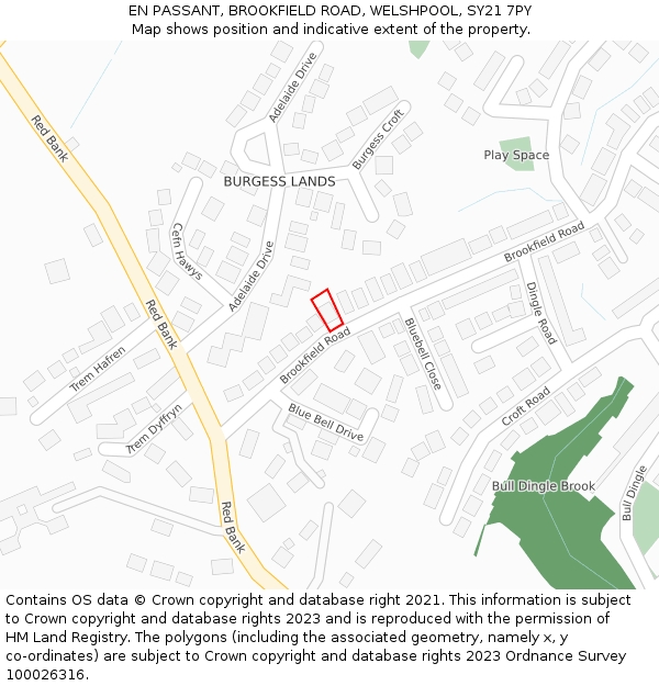 EN PASSANT, BROOKFIELD ROAD, WELSHPOOL, SY21 7PY: Location map and indicative extent of plot