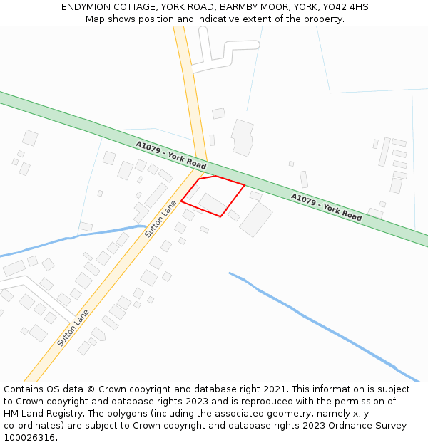 ENDYMION COTTAGE, YORK ROAD, BARMBY MOOR, YORK, YO42 4HS: Location map and indicative extent of plot