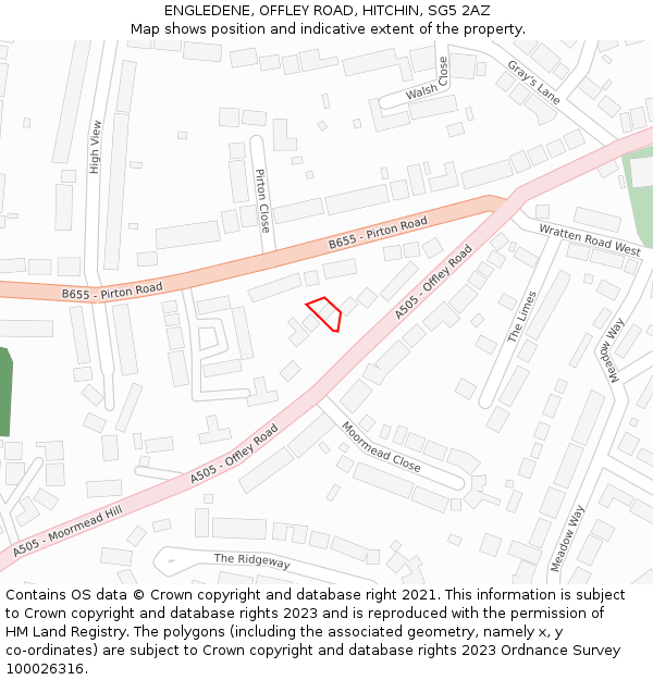 ENGLEDENE, OFFLEY ROAD, HITCHIN, SG5 2AZ: Location map and indicative extent of plot
