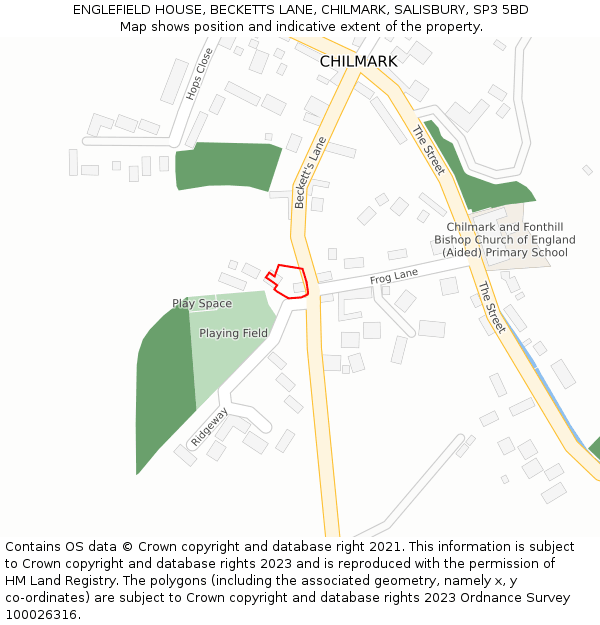 ENGLEFIELD HOUSE, BECKETTS LANE, CHILMARK, SALISBURY, SP3 5BD: Location map and indicative extent of plot