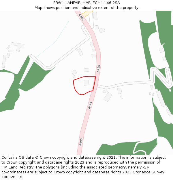 ERW, LLANFAIR, HARLECH, LL46 2SA: Location map and indicative extent of plot