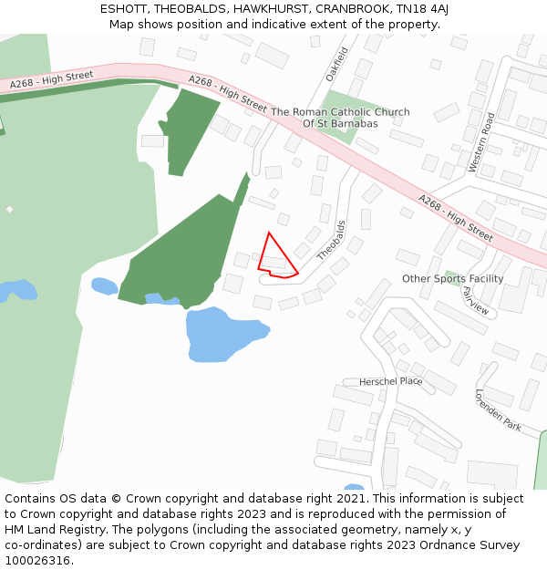 ESHOTT, THEOBALDS, HAWKHURST, CRANBROOK, TN18 4AJ: Location map and indicative extent of plot