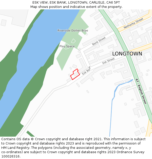 ESK VIEW, ESK BANK, LONGTOWN, CARLISLE, CA6 5PT: Location map and indicative extent of plot