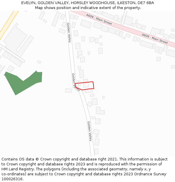 EVELYN, GOLDEN VALLEY, HORSLEY WOODHOUSE, ILKESTON, DE7 6BA: Location map and indicative extent of plot