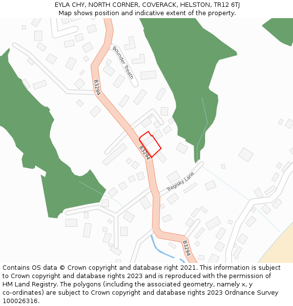 EYLA CHY, NORTH CORNER, COVERACK, HELSTON, TR12 6TJ: Location map and indicative extent of plot