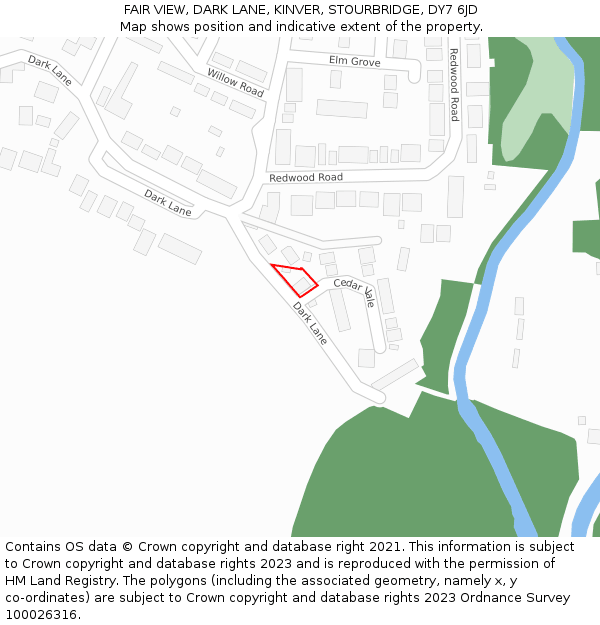 FAIR VIEW, DARK LANE, KINVER, STOURBRIDGE, DY7 6JD: Location map and indicative extent of plot